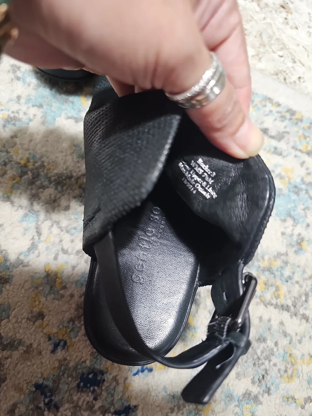 Gentle Souls Rocker 3 Le Black Leather Slingback Sandals Size 7.5M